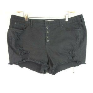Torrid Jean Shorts Women's Size 20 Black Distressed Cutoff Denim Jean 5 Buttons